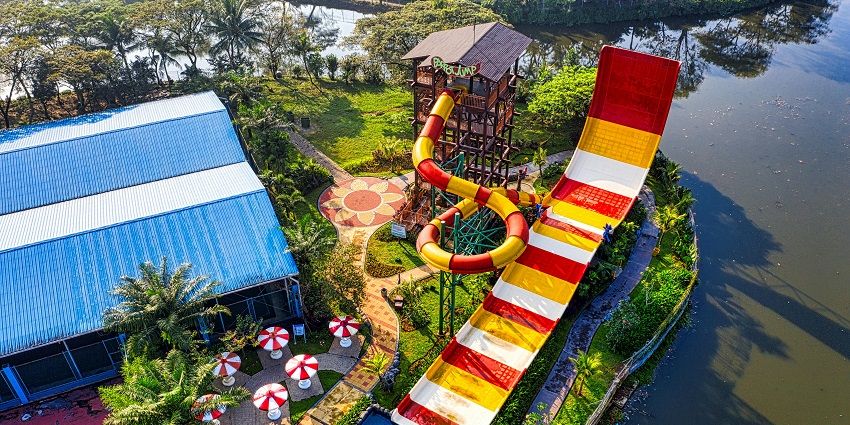 Water slides with a view at the Water Village Fun Park