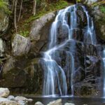 Scenic view of famous waterfalls in Maharashtra surrounded by abundant greenery and top hills.