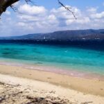 Image of contrast colours of sand and sea depth can be seen on the beach of West Bali National Park