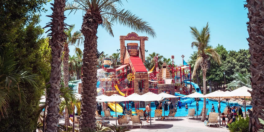 Colourful slides at Wet n Joy Water Park, one of the best water parks in Mumbai.