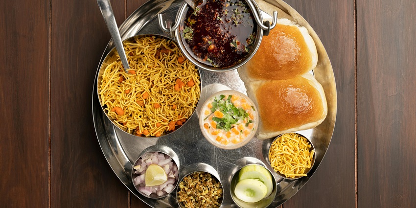 Maharashtrian thali served at a restaurant near the Zenith waterfall