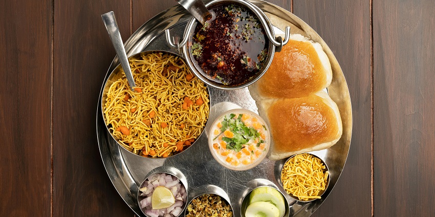 Authentic Maharashtrian thali served at a restaurant nearby