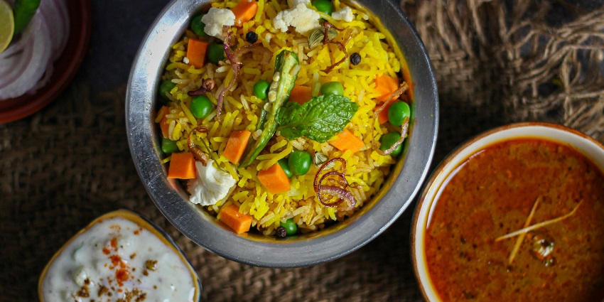 A picture of a delicious north Indian rice dish served at a restaurant
