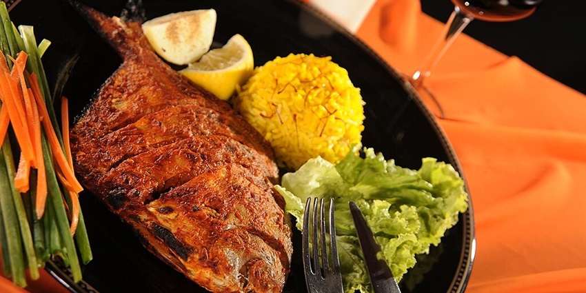 A plate of tandoori fish, a local dish served at a restaurant nearby