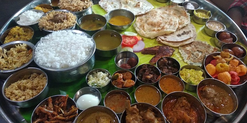 An image of a delicious local South Indian dish at a restaurant in Tamil Nadu.