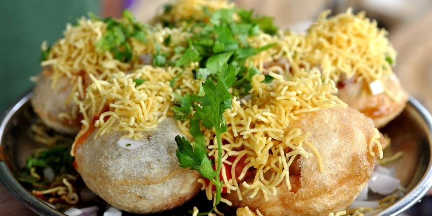 A plate of sevpuri, a local favourite snack, served at a eatery nearby