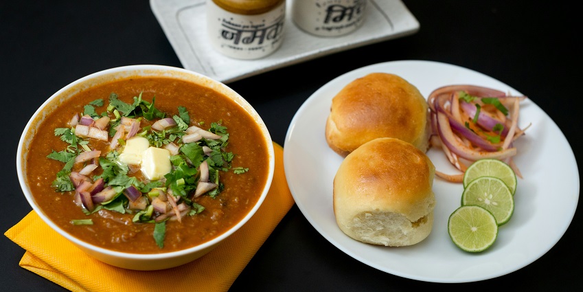 Vada pav, a famous local snack, served at a nearby restaurant