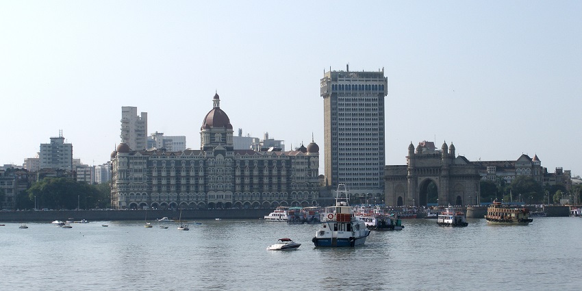 A scenic view of the Taj Mahal Palace Hotel, a popular tourist attraction near Maharashtra.
