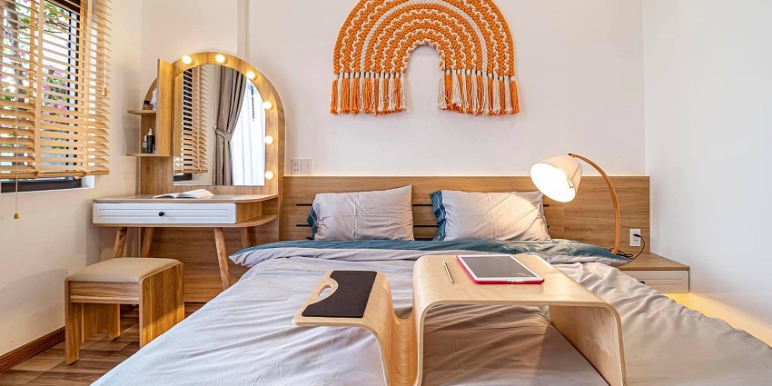 Cosy bedroom interior showcasing modern design and comfort.
