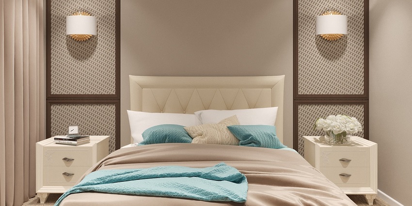 Stylish bedroom interior design visualization with modern decor and furniture.