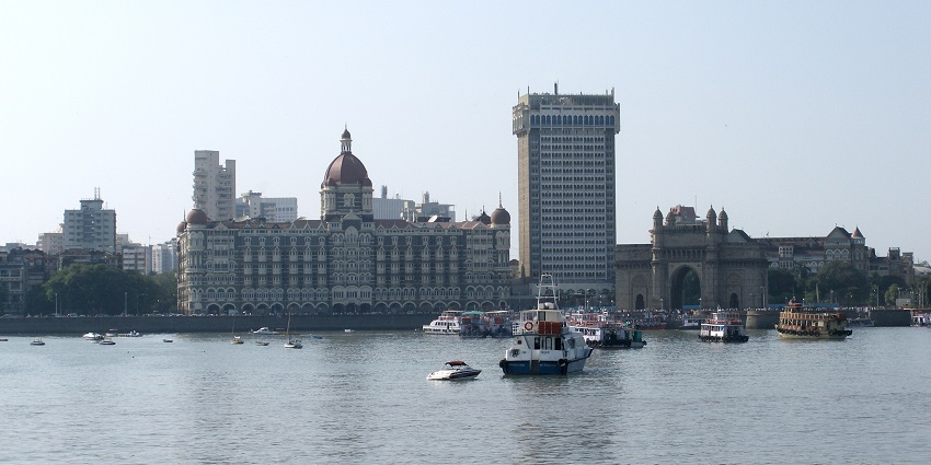 A scenic view of the Taj Mahal Palace Hotel, a popular tourist attraction near Maharashtra.