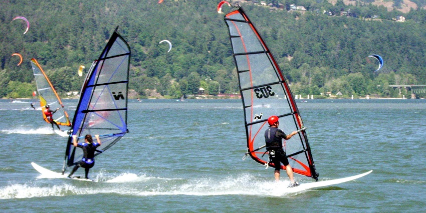 A picture of windsurfing, an exhilarating option for water sports in Alibaug.