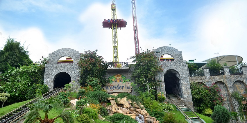 Rides and attractions at Wonderla Amusement Park.