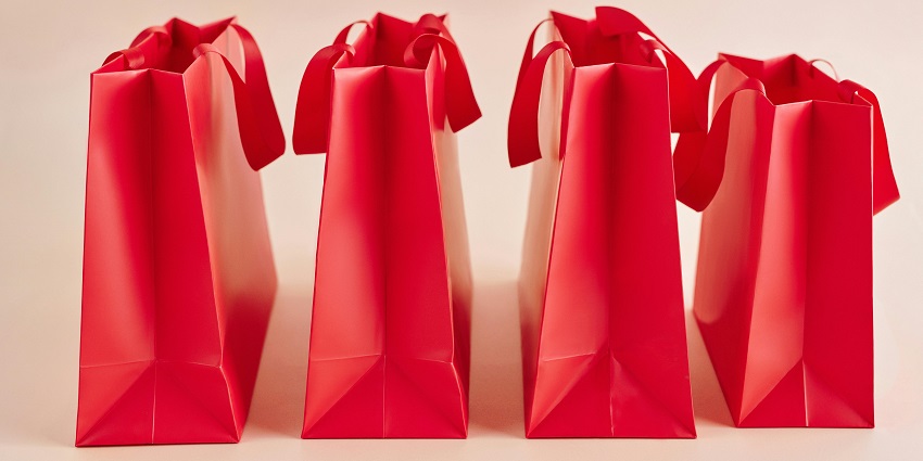 Snapshot of the shopping bags with the red background—shopping places in gurgaon