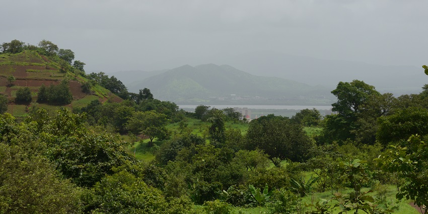 A scenic view from Yeoor Hills showing a lush green landscape, one of the best places near Funland Water Park