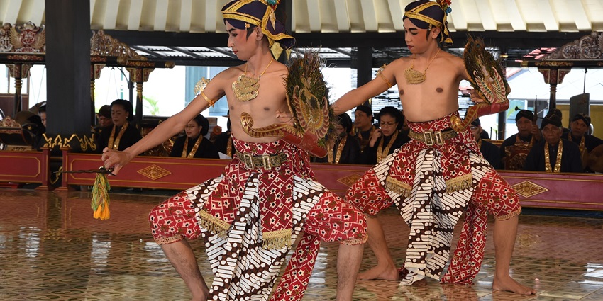 Beksan Jebeng, a traditional dance, performed at Yogyakarta Palace in Yogyakarta