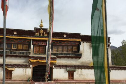 Wide angle view of Sani monastery, one of the oldest monasteries in Zanskar