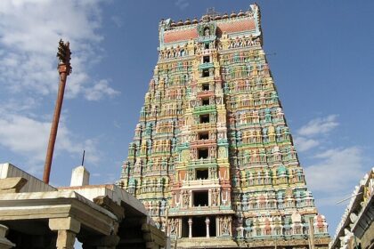 The stunning beauty and peaceful essence of the temple in Tamil Nadu.