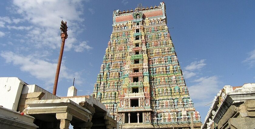 The stunning beauty and peaceful essence of the temple in Tamil Nadu.