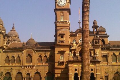 View of Kolhapur Palace in Maharashtra, India, showcasing its grand architectural style