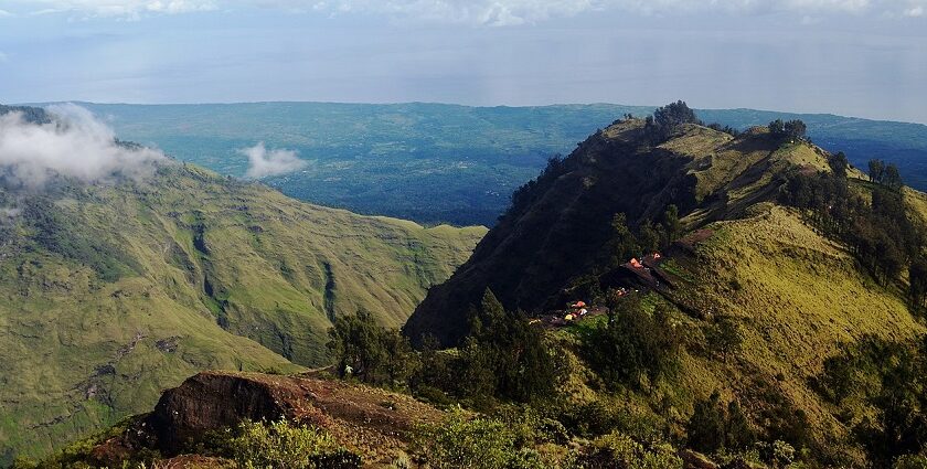 Scenic view of the mount Rinjani national park , one of the best destiantions for adventurers and hikers