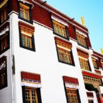 Breathtaking side view of a monastery in Leh with marvellous architecture during the day.