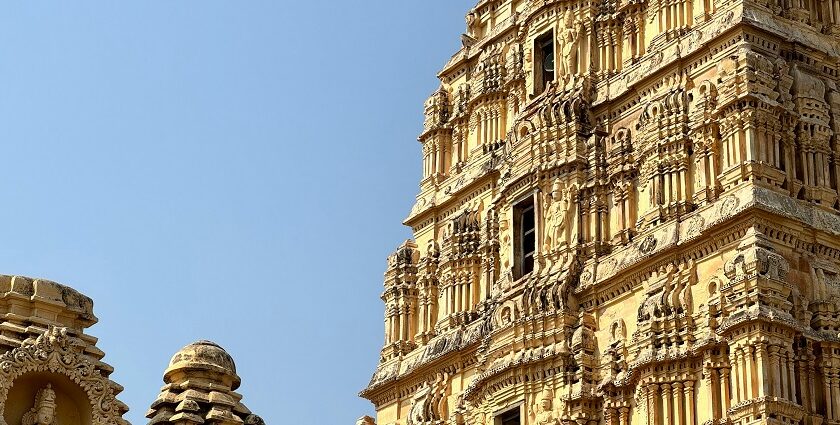 A view of a temple in Karnataka exuding historical significance and rich architecture.