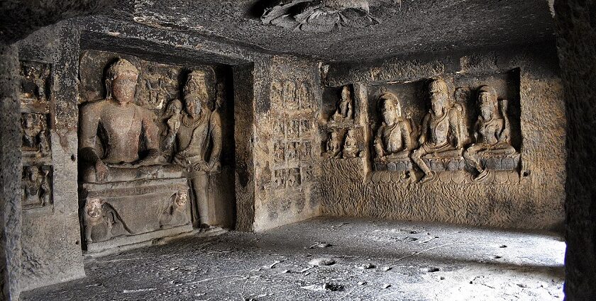 Inside the serene halls of Ellora caves, one of the most famous places to visit near Aurangabad within 200km