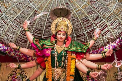 Image of Maa Durga idol in a temple - set on a peaceful journey by exploring the sacred temples in karjat