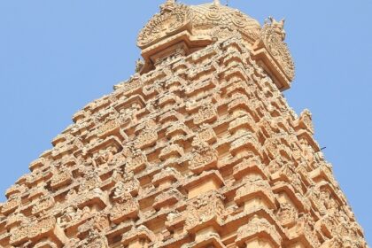 An image of one of the famous temples in Tirupur with ancient Dravidian architecture.