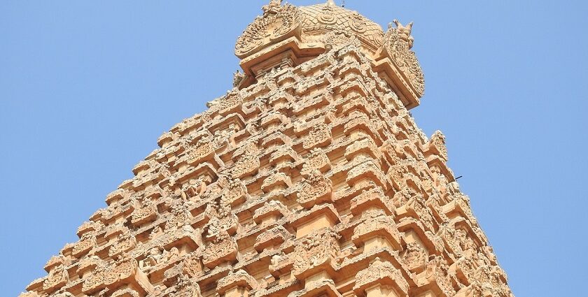 An image of one of the famous temples in Tirupur with ancient Dravidian architecture.