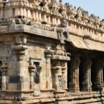 A picture of a colourful, lively, and vibrant view of one of the temples in Kumbakonam.