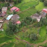 Lush greenery and cottages in Nature Village, Ratnagiri, Maharashtra.