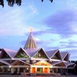 An evening view of the famous tourist attraction of Tamil Nadu with dazzling lights.