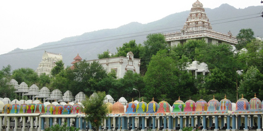 A 1008 Shiva Temple in Kanchamalai, Salem, featuring a towering, intricately carved gopuram.