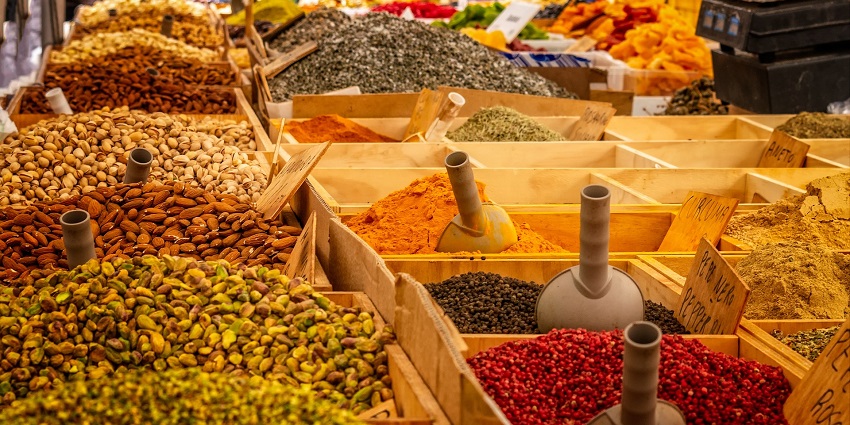 A view of the spices at the APMC Market, a place for street shopping in Navi Mumbai