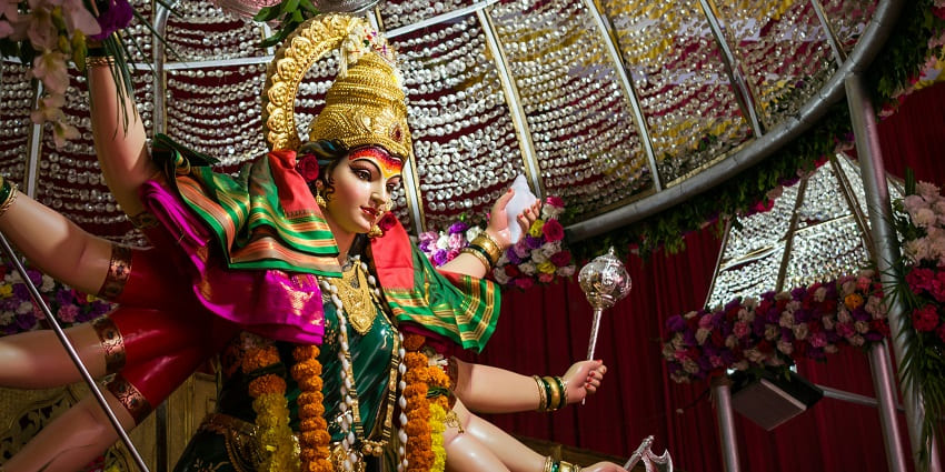 An inside view of Aashto Dashbhuja Mahalaxmi, a spiritual attraction in Uttarakhand.