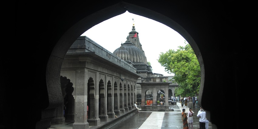 The beautiful image of a majestic hindu temple in the state of Maharashtra in India