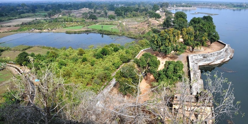 A visitor soaking in the views from Barua Sagar Fort.