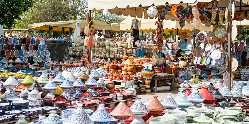 A glimpse of colourful handicraft items being sold at the Handicrafts Emporium.
