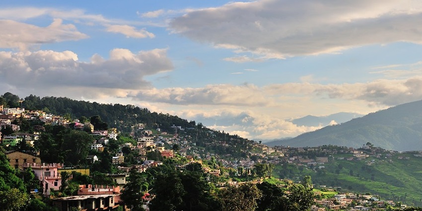 Beautiful view of Almora, a hill station near Mukteshwar from hilltop.