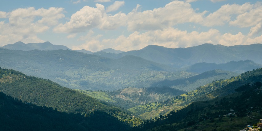 A peaceful terrain view in Almora, top hill stations near Nainital.