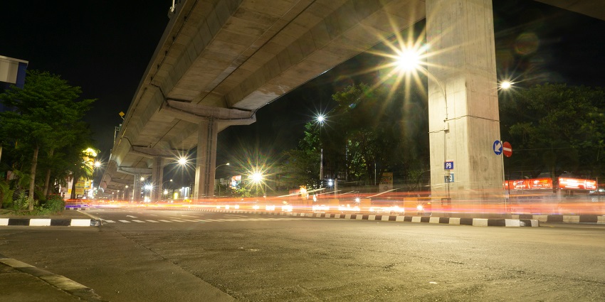 A haunting image of the Anna Flyover, known for its spooky feel in Chennai.