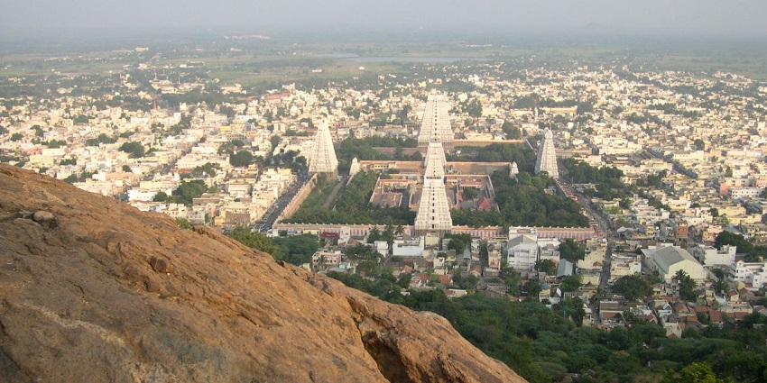 View from Annamalaiyar Hill, one of the finest tourist places in Tiruvannamalai.