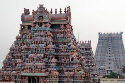 Ranganathaswamy Temple with ornate architecture, tall gopuram and other temple structures.