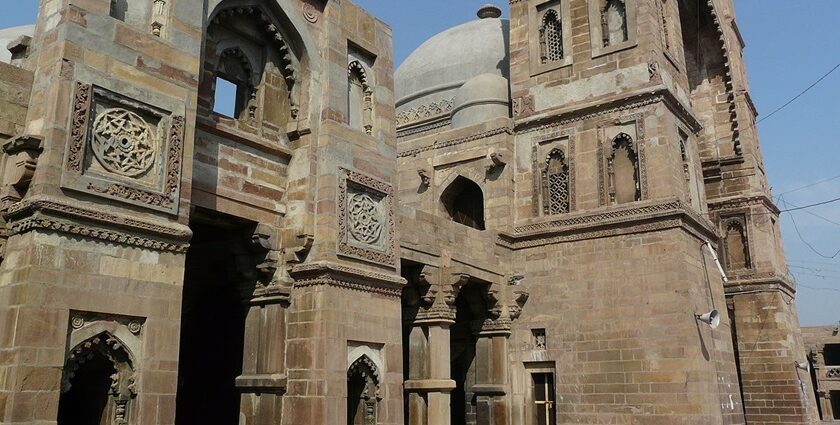 The Atala Mosque in Jaunpur showcases its intricate architecture and high walls.