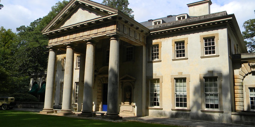 A view of the the Swan House located within the premises of Atlanta History Center