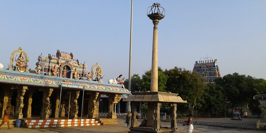 Inside the courtyard of Bannari Amman Temple, one of the temples in Erode