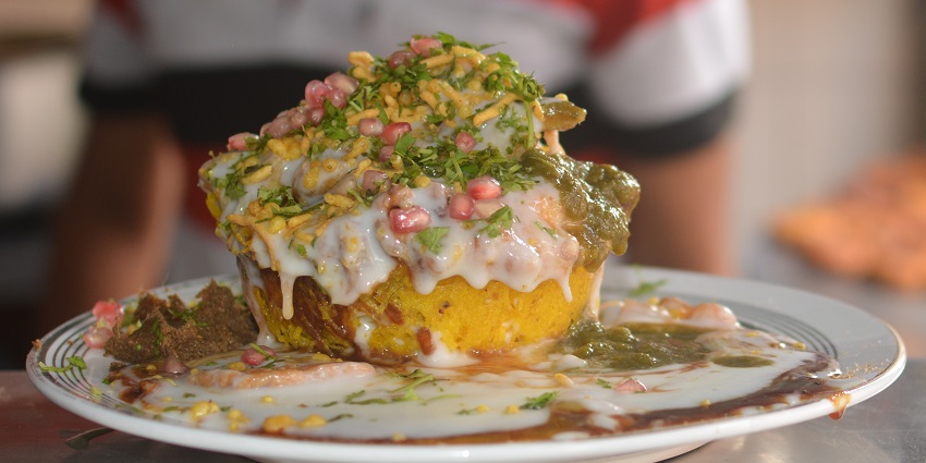 Basket Chaat , one of the famous street food in Lucknow
