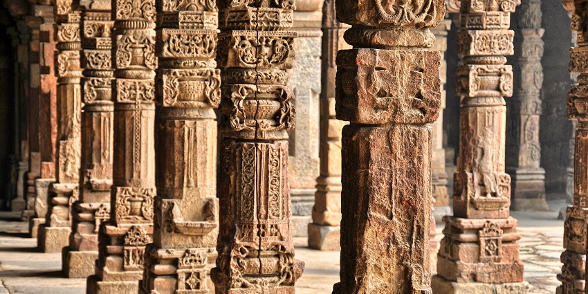 Classical building with tall stone columns, showcasing elegant architectural design
